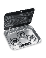 Smev S/S 3 Burner Hob With 12v Ignition c/w Glass Lid